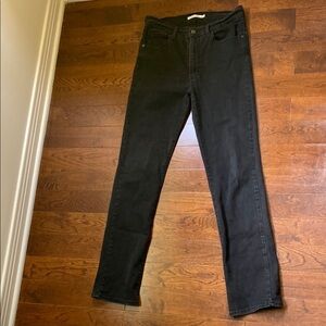 Levi’s 724 High Rise Straight Leg Jeans Women’s Size 30 Black Wash Denim Stretch